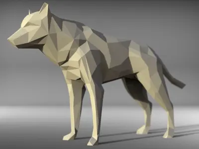 wolf low poly printable Low-poly 3D model