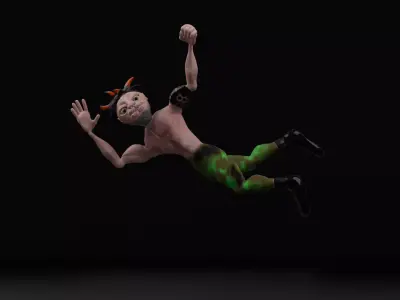 Goofy head guy Low-poly 3D model