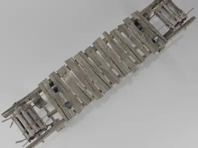 The rack wooden bench with wheels Low-poly 3D model