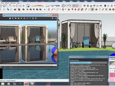 outdoor pavilion for  beach pool garden 3d model Low-poly 3D model