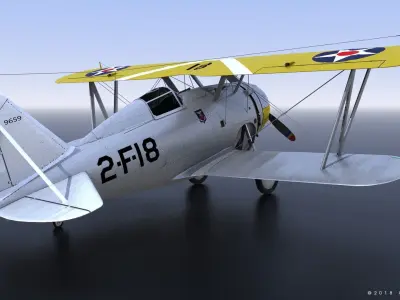 F2F-1 USS Saratoga 1939 Low-poly 3D model