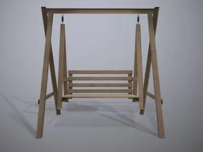 Wooden Swing Chair 3D model