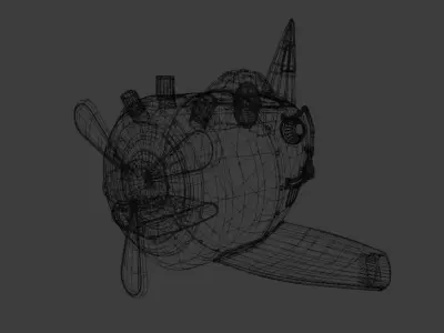 airplane orange submarine Low-poly 3D model