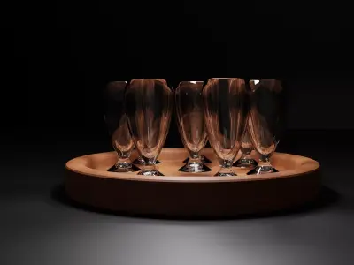 Modern Drinking Glass Pack  Realistic Restaurant Cups Free low-poly 3D model