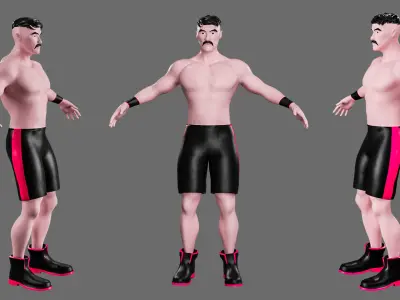 Cartoon characters street fighter Low-poly 3D model