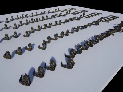 Slimy Worms Collection Low-poly 3D model