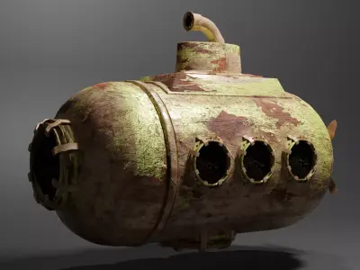 Old Rusty Submarine 3D model