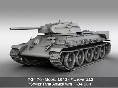 T-34-76 - Model 1942 - Factory 112 - Soviet Medium Tank  3D model