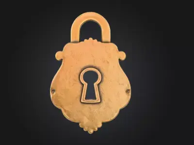 Ornate Padlock Low-poly 3D model