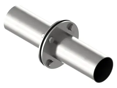 Flange with gasket and pipe - DN 100 3D model