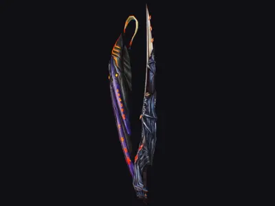 Sword and Light Shield Armor Dagger Dark Edged Cutting Magic Low-poly 3D model