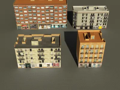 Building Collection 97-100 Low-poly 3D model