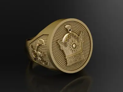  Farvahar and Crown Ring 3D print model