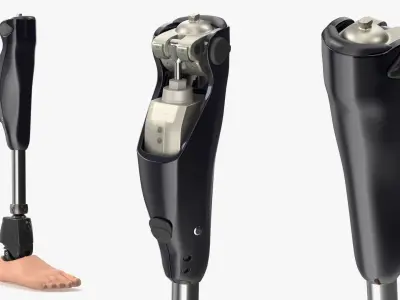 Microprocessor Prosthetic Leg with Foot Black 3D model