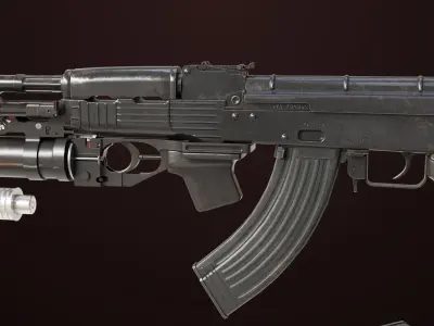 AKMS Light Machine Gun 10 Metal All PBR Unity Low-poly 3D model