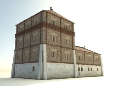 Medieval -9th century- Slavic palace - exterior - interior 3D model