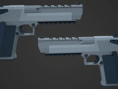 Stylized Desert Eagle Pistol Low Poly Mobile Ready Low-poly 3D model