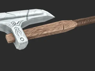Steel roughly forged axe Low-poly 3D model