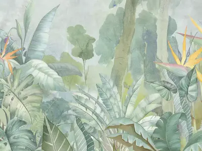 Tropical Watercolor Jungle Wall Texture Texture