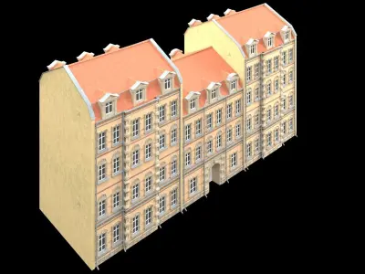 Modular Historicism tenement house Low-poly 3D model