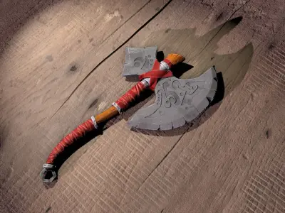 Stylized axe Low-poly 3D model 12