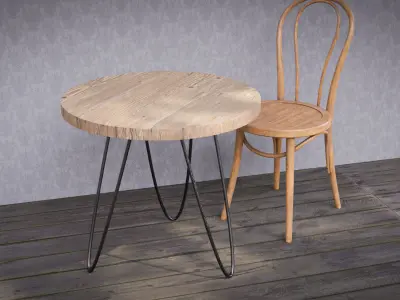 Round Wooden Coffee Table Free low-poly 3D model