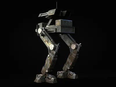 Mech Robot Two Legs Combat Sci-Fi Low-poly 3D model
