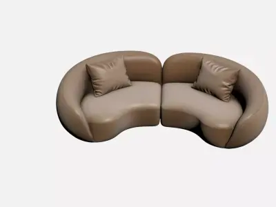 Luxury Curved Sofa Organic Designer Furniture Textures Included Free 3D model 3