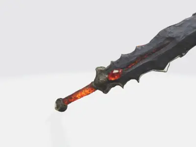  jagged scimitar blade Low-poly 3D model