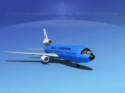Douglas DC-10 Braniff 3D model