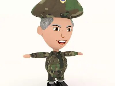 Man soldier game ready character Low-poly 3D model Low-poly 3D model