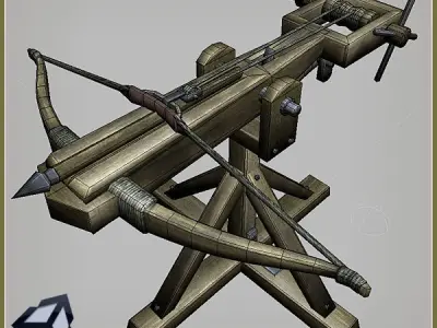 Animated Medieval Ballista Low-poly 3D model