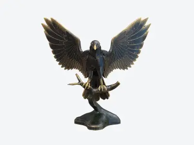 Raven Sculpture Low-poly 3D model