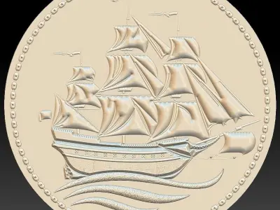 Sailboat Suitable for embossing Hot Foil Technique 3D model