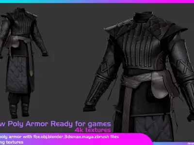 low poly game ready armor for games Low-poly 3D model