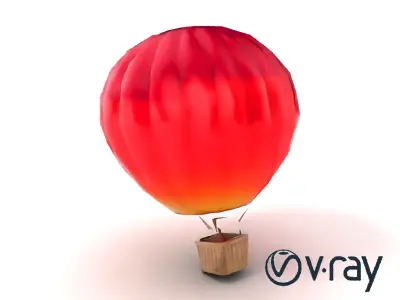 Classic Hot Air Balloon Sunset Gradient model pack Low-poly 3D model