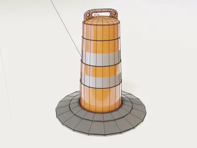 traffic Barrel Barricade with pbr textures Low-poly 3D model