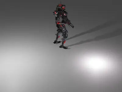 Futuristic Combat Robot with Rifle 3D model