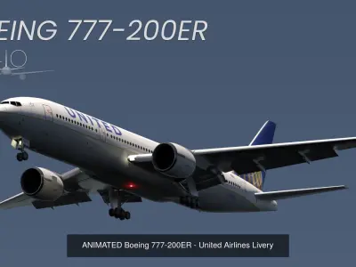 ANIMATED Boeing 777-200s - 5 Liveries 3D Model Collection