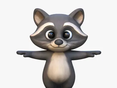 Cartoon Raccoon Low-poly 3D model