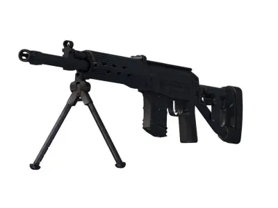 Sniper Riffle SVDM SVD Dragun Dragunov Semi-Automatic Rifle Low-poly 3D model