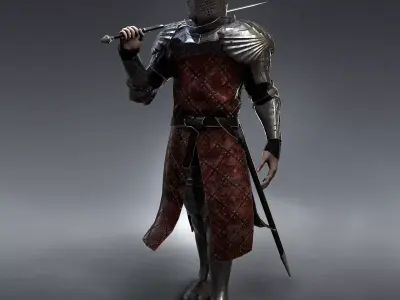 Medieval Knight rigged Low-poly 3D model