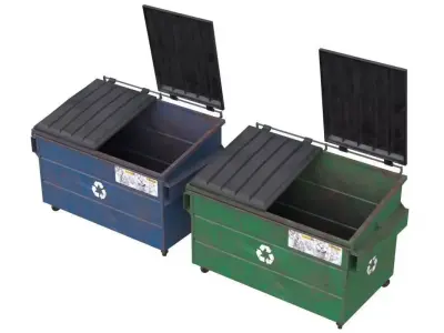 Dumpster 1 storage box with two compartments Low-poly 3D model