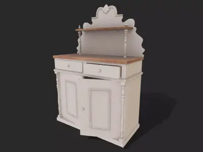 Hutch Cabinet Low-poly 3D model