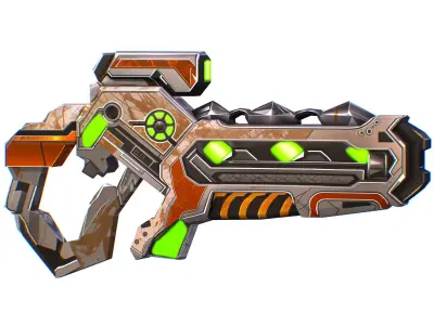 Assault rifle of the future weapon gun Nuff barrel blaster laser Low-poly 3D model