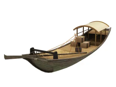 2 Chinese boats Low-poly 3D model