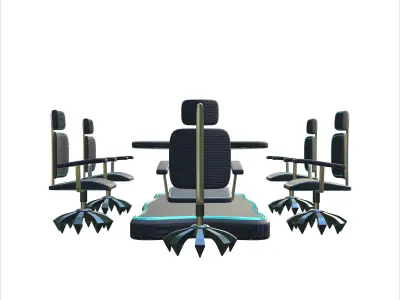 Futuristic Conference Table and Office Chair Set 2K PBR Model 3D model