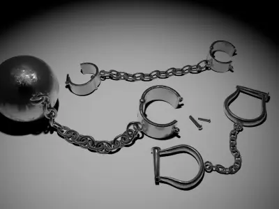 Shackles chained ball and cuffs 3D model