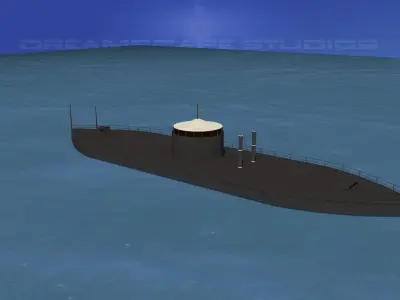 USS Monitor Ironclad 3D model