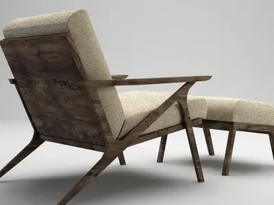 armchair lounge chair and ottoman Free 3D model